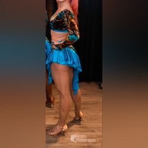 Blue and Gold Women's Two Pieces Dance Costum